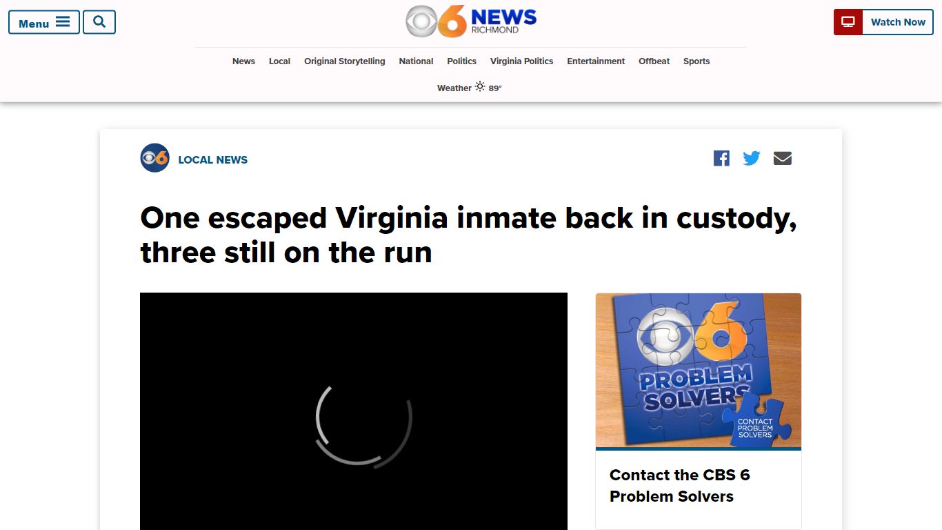 One escaped inmate back in custody, three still on the run - WTVR